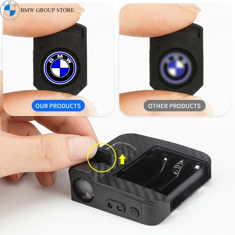 BMW GROUP 2/4Pcs Car Door Decoration 3D Wireless Projector Lamp HD Welcome Light For BMW M Power F10 F31 E36 E39 E87 E90 X3 X5