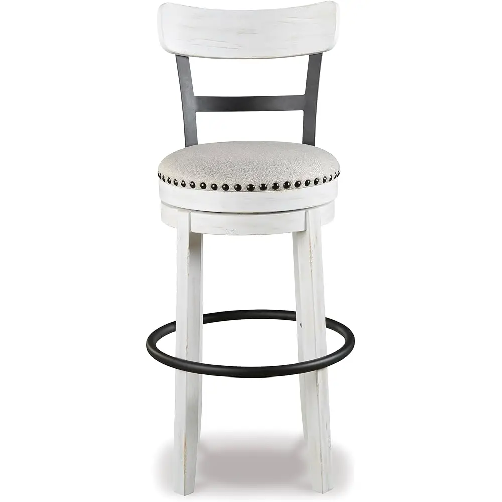 Valebe 30"" Modern Swivel Pub Height Barstool, Whitewash