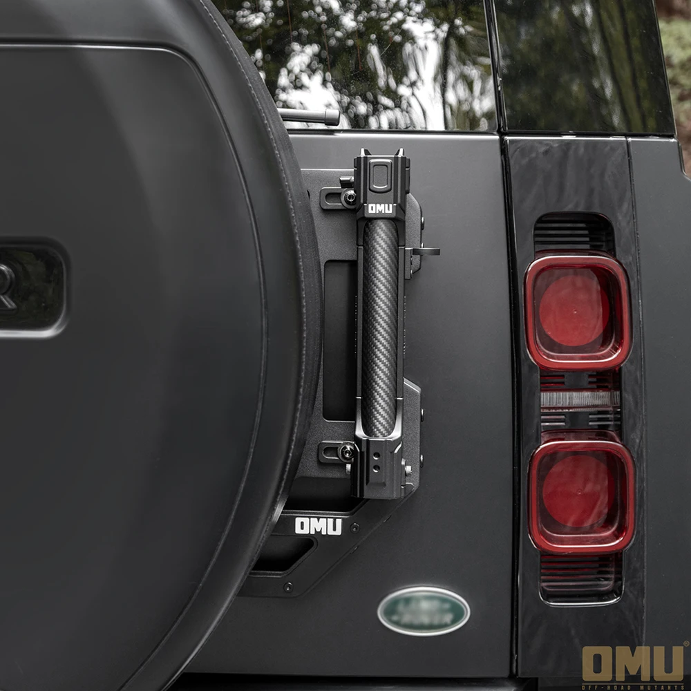 Carbon Fiber Flagpole Bracket for Land Rover Defender 90 110 130 2020-2026, Tailgate Flag Mount, Titanium Black, OMU201