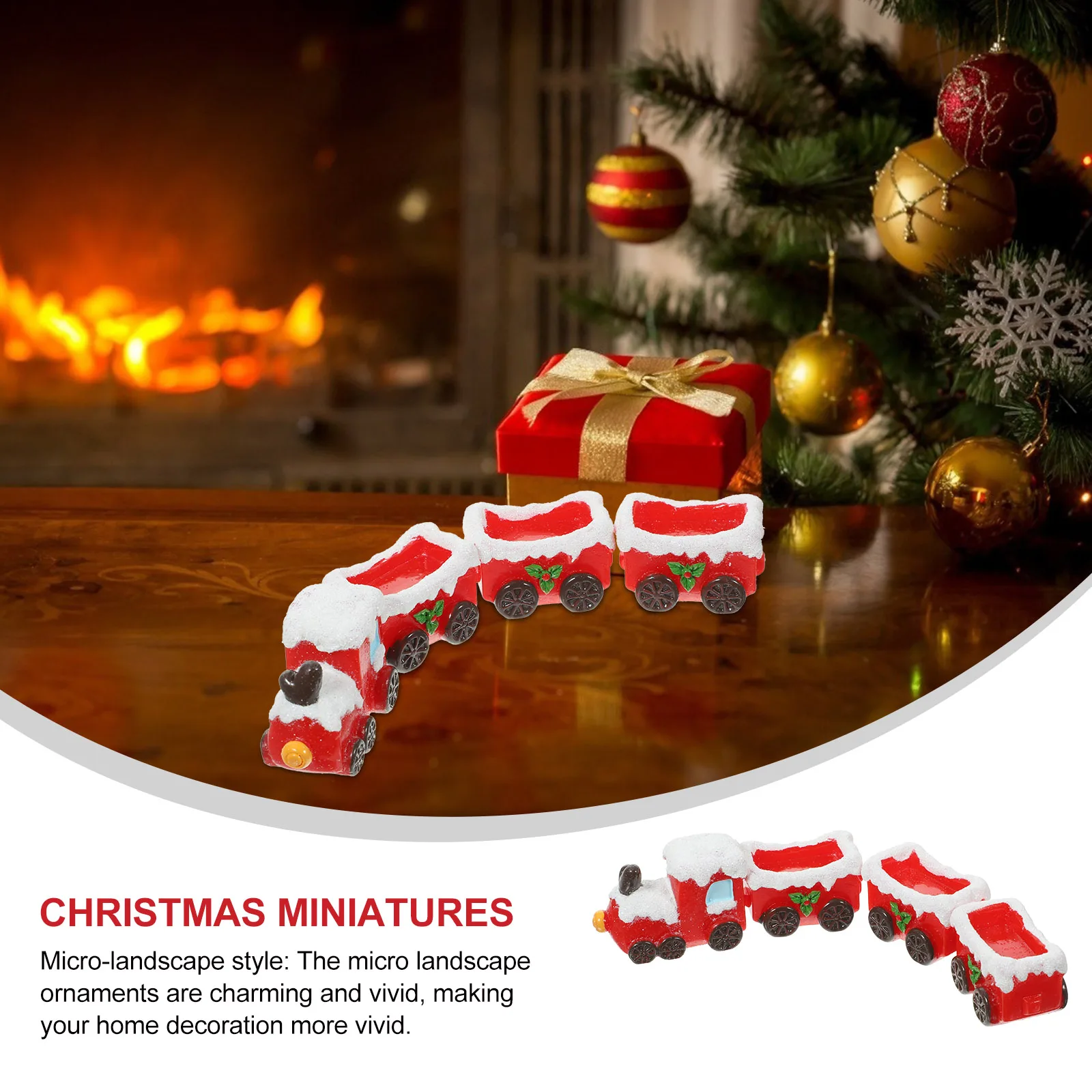 

1 set 1 Set Mini Christmas Train Decoration Snow-Coated Xmas Ornament Craft Display Home Party Holiday Decor Festive Miniatures