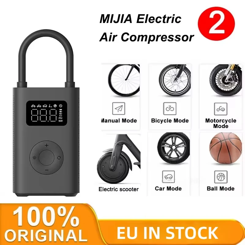 Xiaomi Mijia Pompa d'aria 2 25% Velocità Boost Mini Compressore d'aria elettrico portatile 150PSI Tipo-C LED Multiutensile Gonfiatore Xiomi