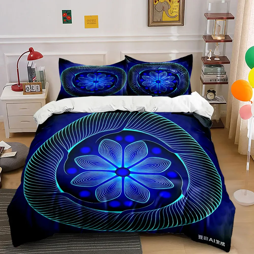 "Floral Illuminated Abstract Decor" Multiple sizes kid's and adults' bedroom Exquisite 3PC bedding set, gift