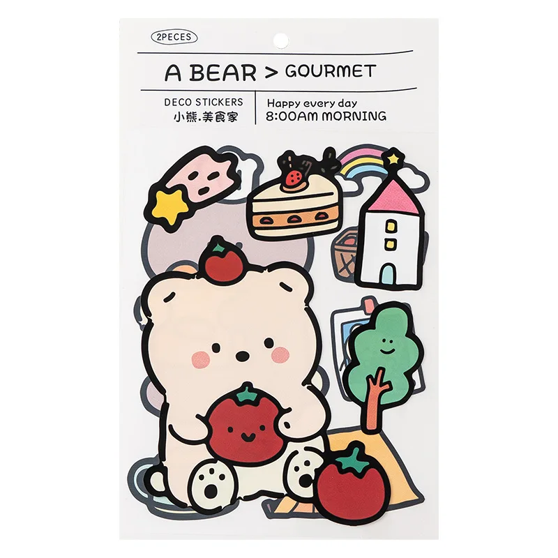 الإبداعية الكرتون ملصقات الزخرفية DIY المواد Ins الرياح حساب اليد لطيف الدب الحيوانات الأليفة الأطفال ملصقات حساب اليد #5