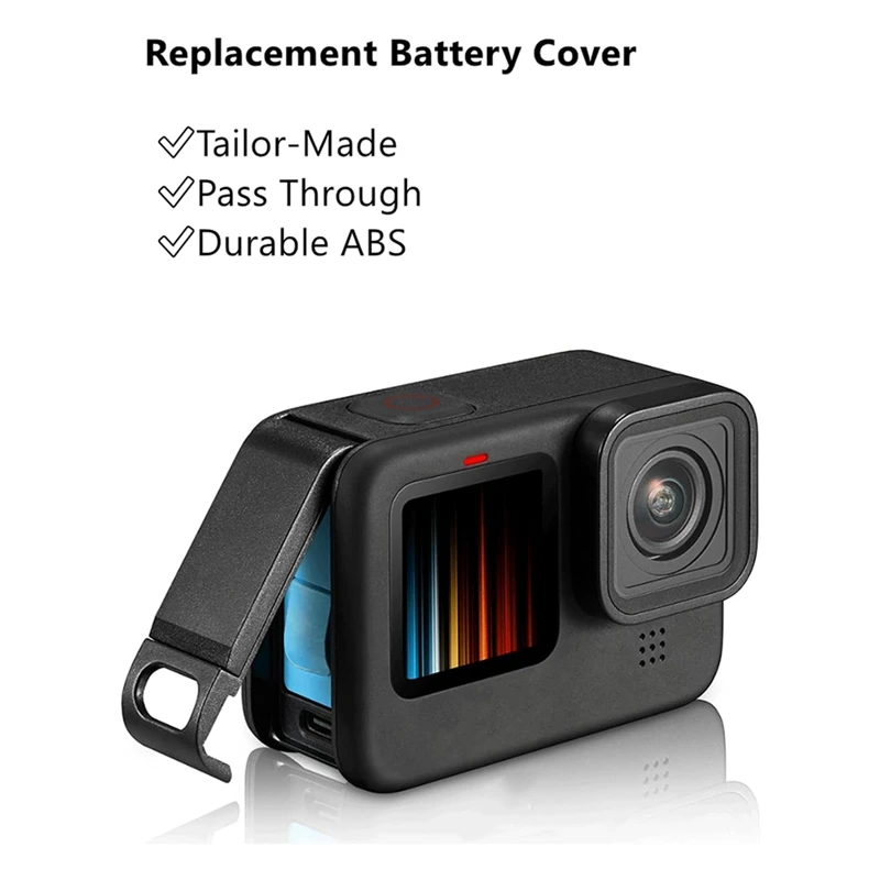 Replacement Side Door Battery Cover For Gopro Pass Through Battery Door Cover For Gopro 10/9/11/12 Camera Accessories