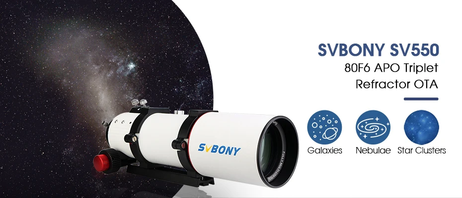 Svbony SV550 80mm Apertur APO Triplet-Refraktor und schnelles f/6 Brennweitenverhältnis Großartiges Reise-Teleskop für Deep-Sky-Beobachtung – Detail 7