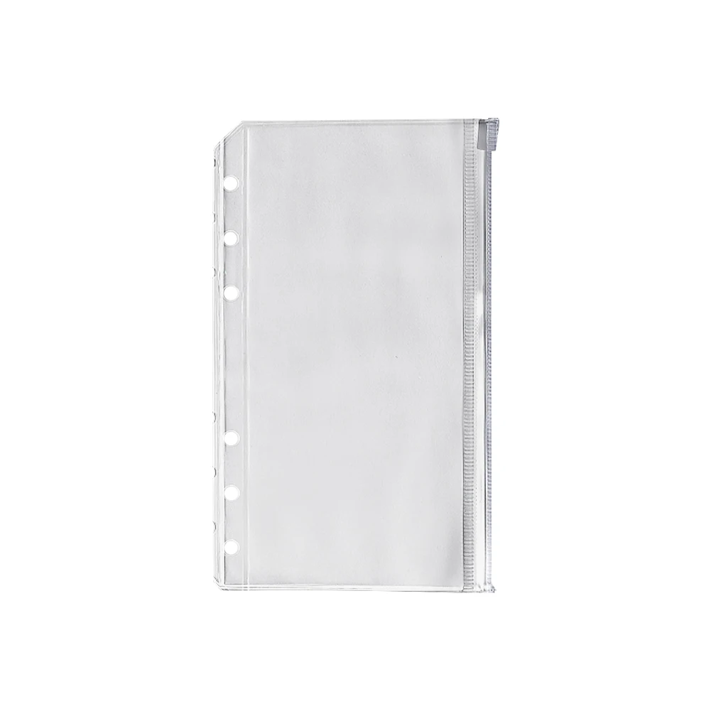 20pcs A6 Loose Leaf Bags Binder Pocket PVC Clear Home Office For Bill Money Waterproof Cash Envelopes With Zipper 6 Holes Cards
