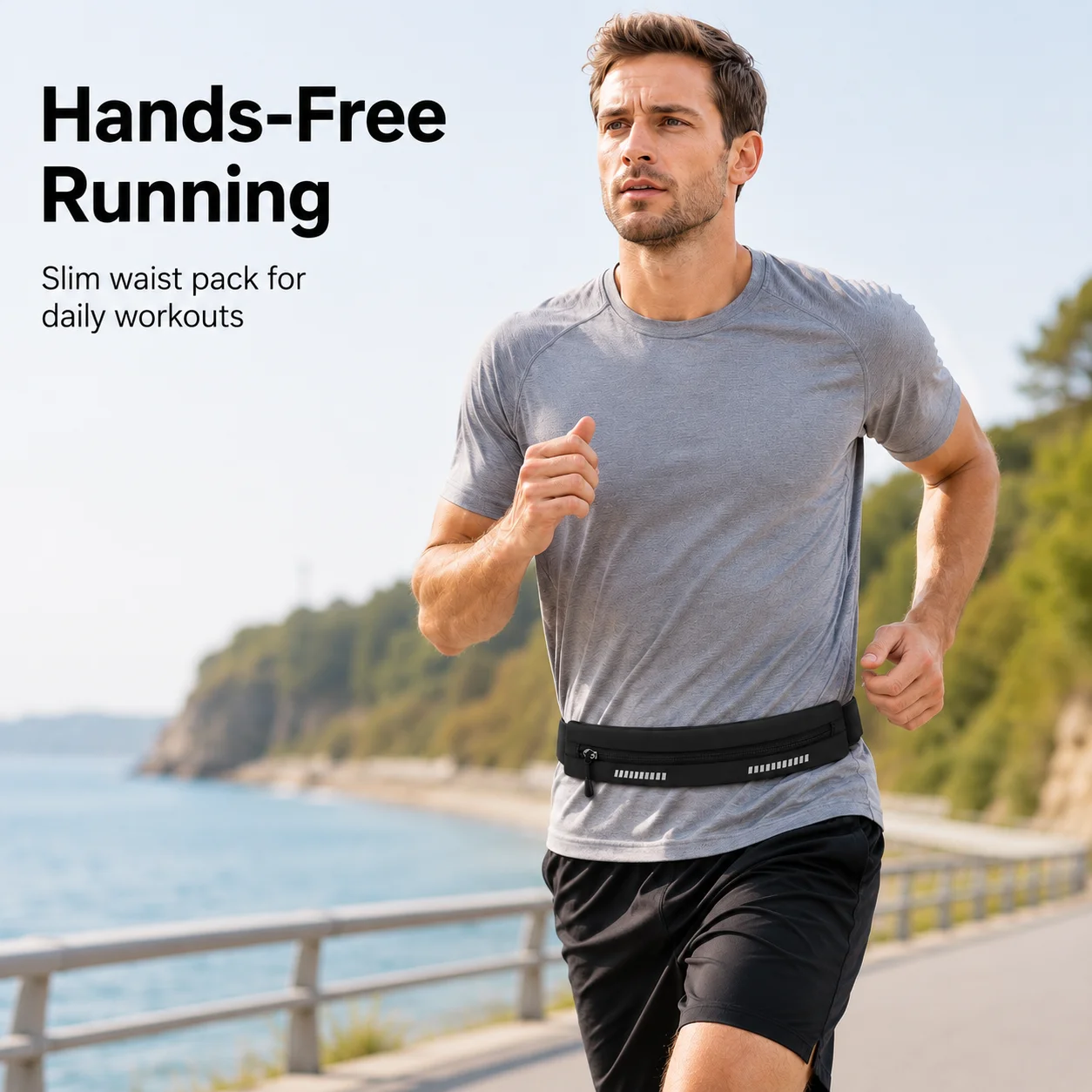 Schlanke Lauftaschen für Männer und Frauen, Lauf-Hüfttasche mit verstellbarem Gürtel, tragbare Außentasche für Jogging, Fitness, Sport, Handy-Tasche – Detail 7