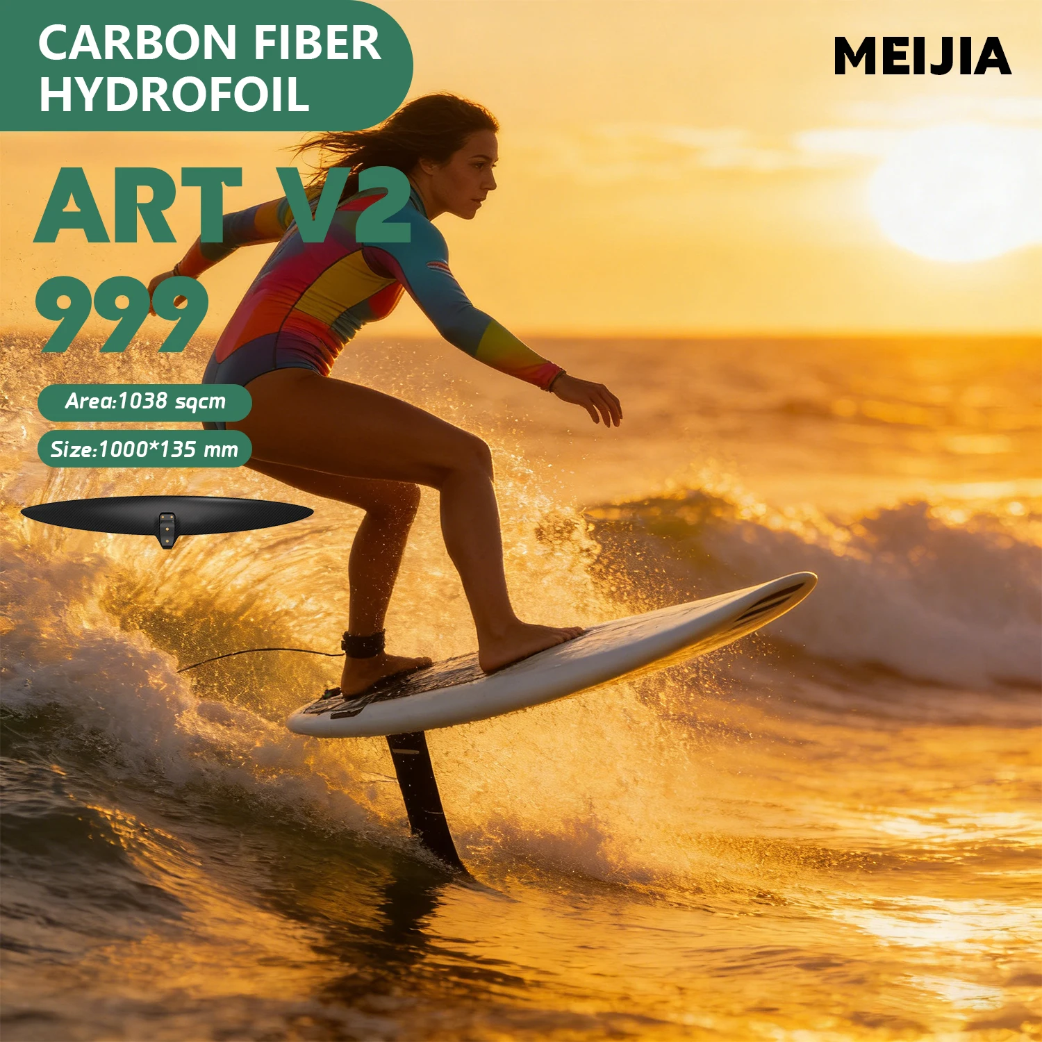 ART V2 999 High-Performance Carbon Fiber Hydrofoil 1038 Sqcm Kite Surfing Equipment Similar to Spitfire for Water Sports