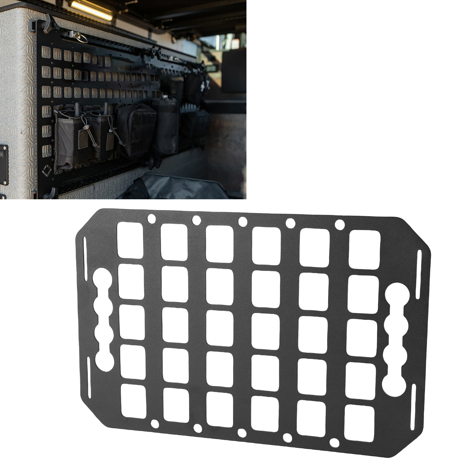 

Side Bed Molle Panel Truck Bed Molle Panel Rack 12.5x8x0.08in Aluminum L Track Molle Panel Organizer for Cars SUVs Pickup RVs