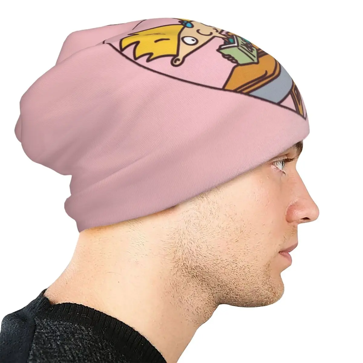 Hey Arnold! Beanies Helga Pataki Heart Beanies Caps Men Vintage Warm Thermal Elastic Bonnet Knit Hat