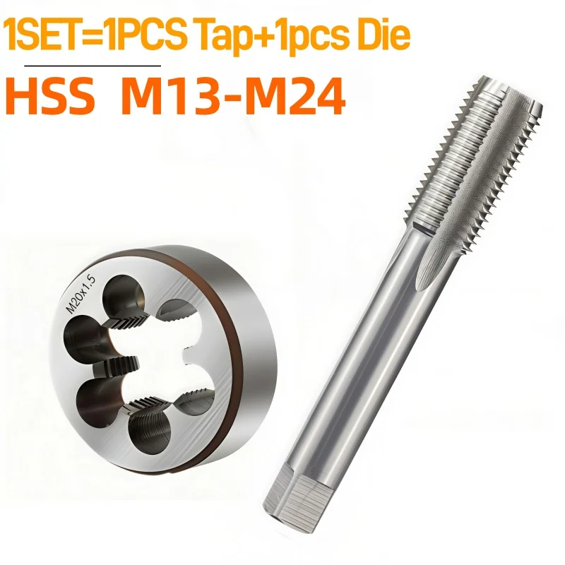 2-piece Right Hand Metric Tap Die Set (M13-M24) for Machine Tool Internal/External Thread Tapping and Repair