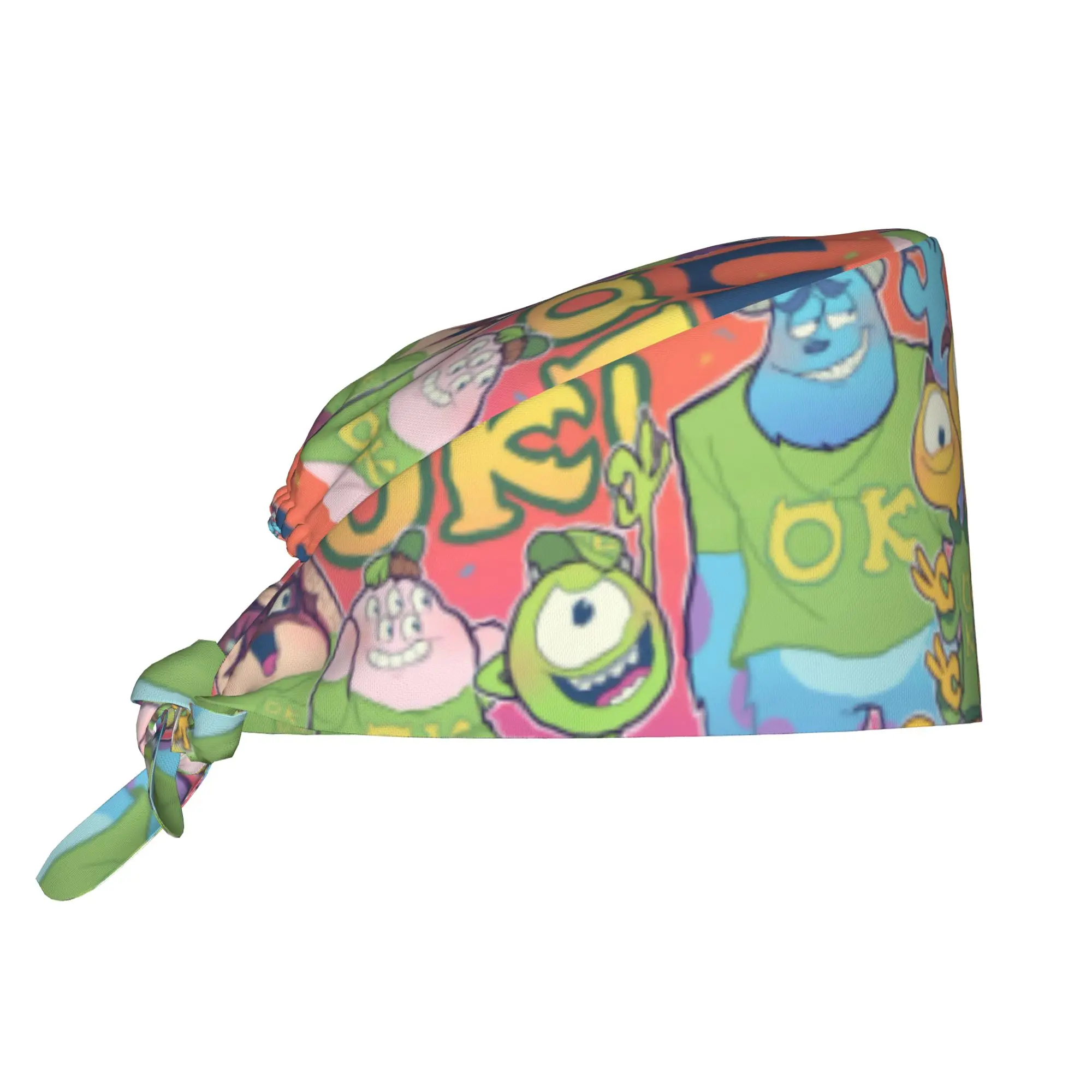 M-Monsters Anime University Breathable Scrub Hat Surgical Scrub Caps Nurse Medical Cap  Work Scrubs Hat for Hospital Pharmacy
