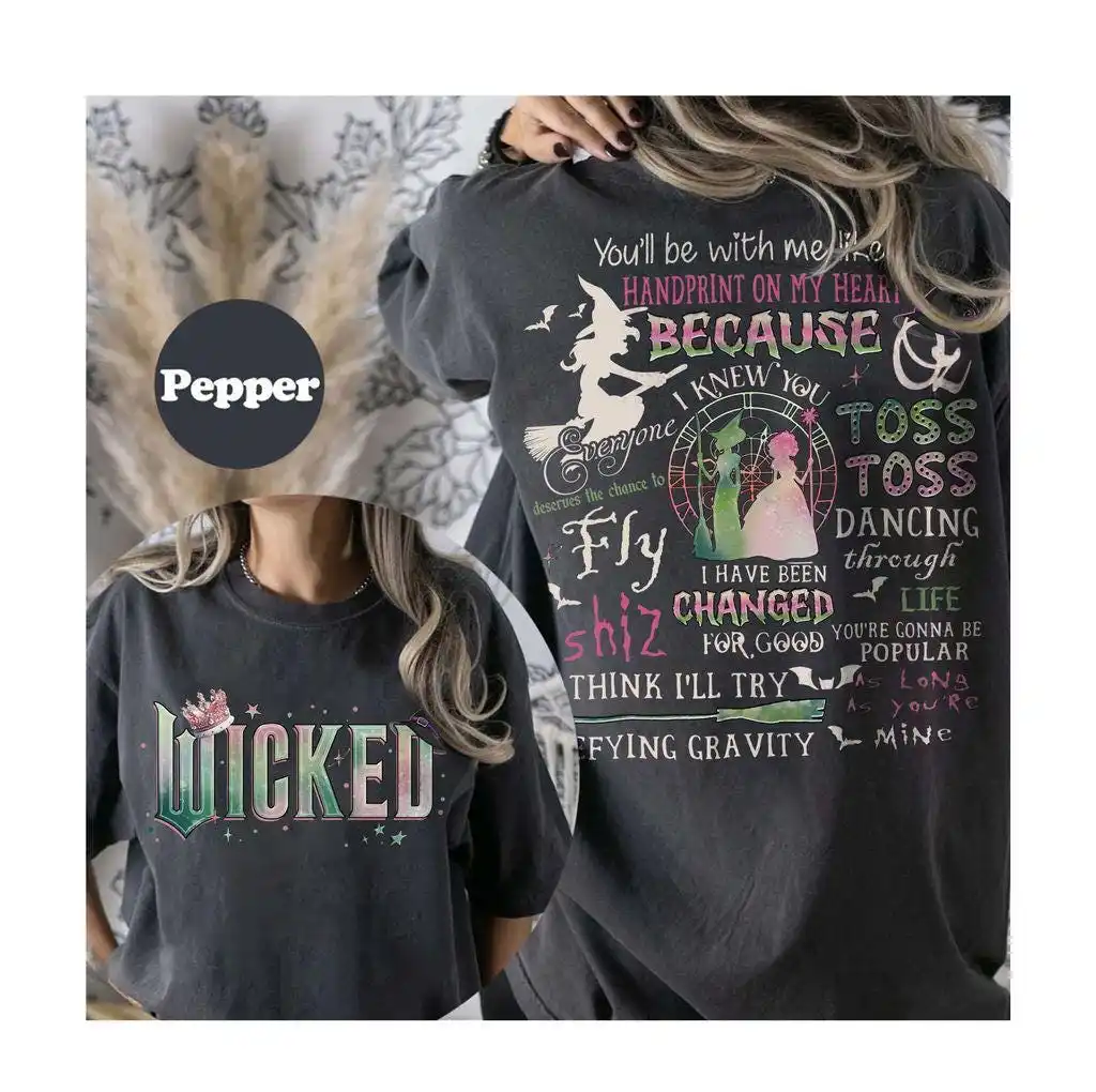 Unisex-T-Shirts aus hochwertiger Baumwolle, böse für gute T-Shirts, Defy Gravity Broomstick Magic Top Wand Wizard Movie Fan, lose T-Shirts