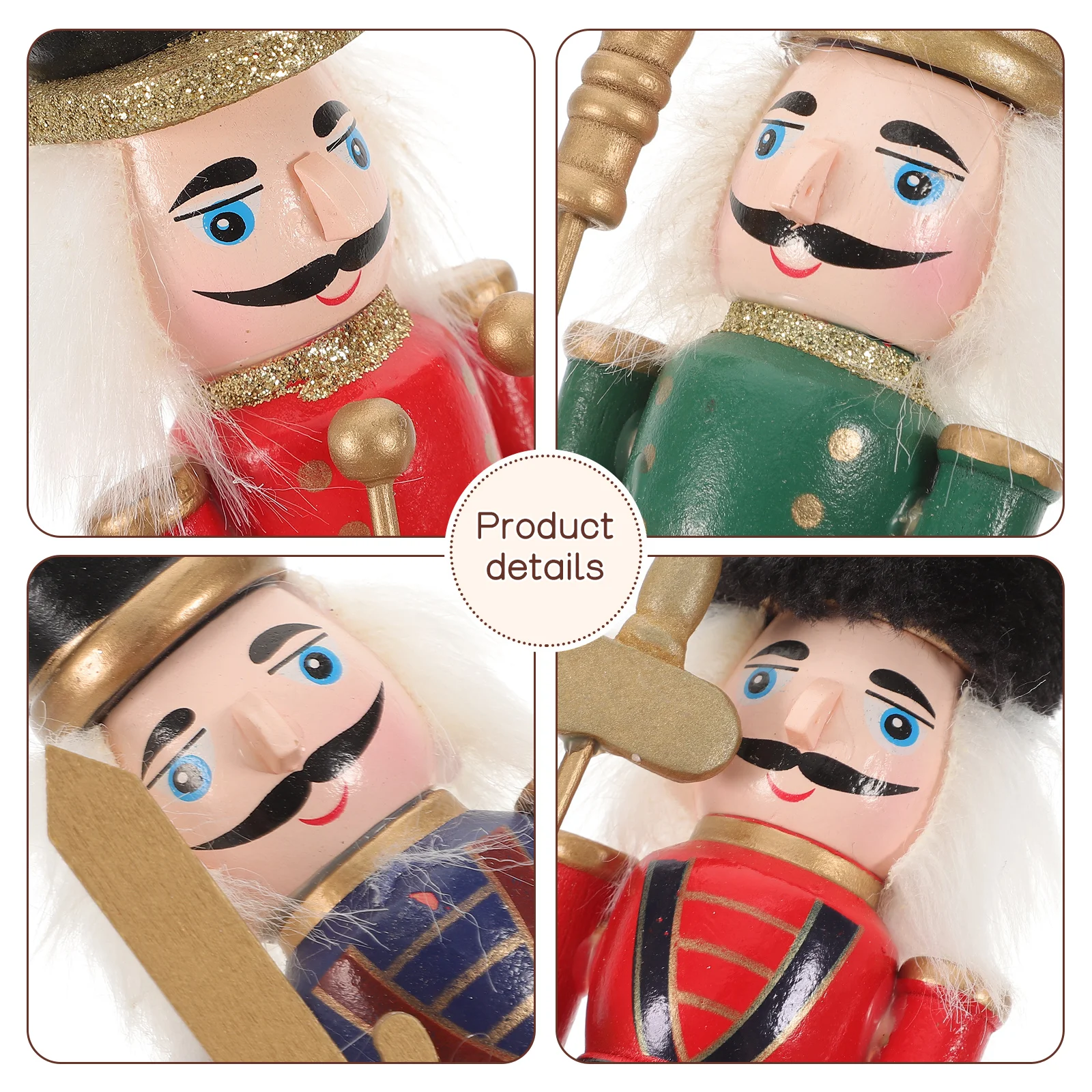 

4pcs Christmas Walnut Soldier Nutcracker Ornament Wooden Desktop Decor Holiday Xmas Gift Home Party Supplies Wood Nutcrackers
