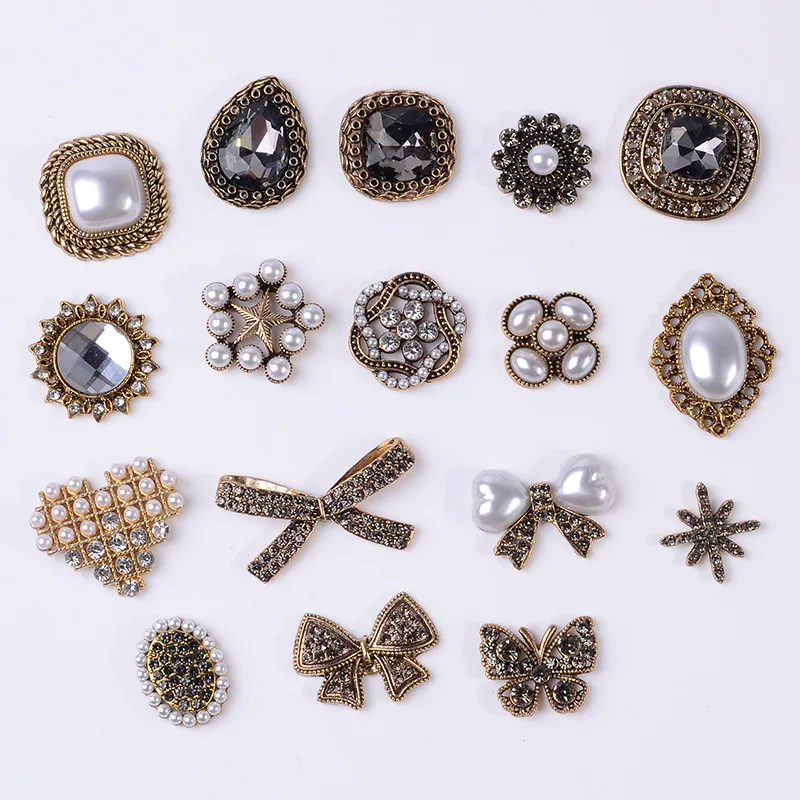 

Manufacturer Korean version fashion headband hair accessories DIY old gold five-pointed star butterfly inlaid with pearl diamond