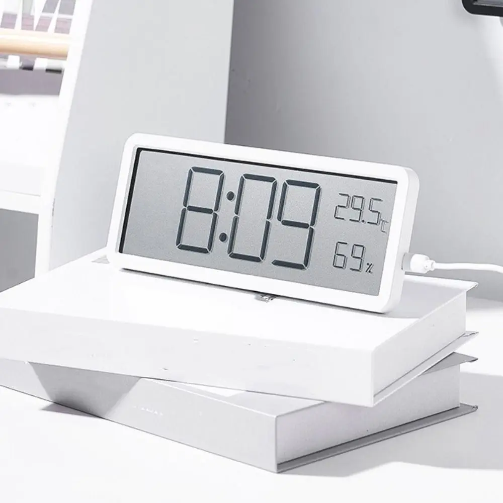 Large Screen LCD Digital Wall Clock Humidity Temperature Electronic Clock 12/24H Format Date Week Display Desktop Clock Bedroom