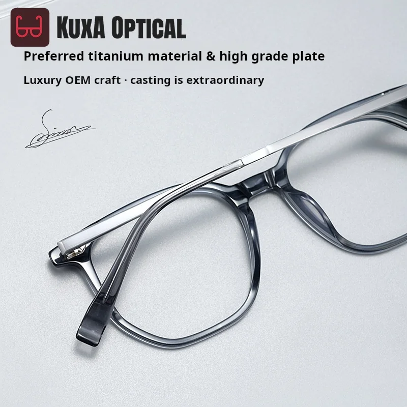 

XUKA Luxury Men and Women Acetate and Frame Retro Polygonal Fashion Optical Prescription Glasses Pure Titanium Eyeglasses
