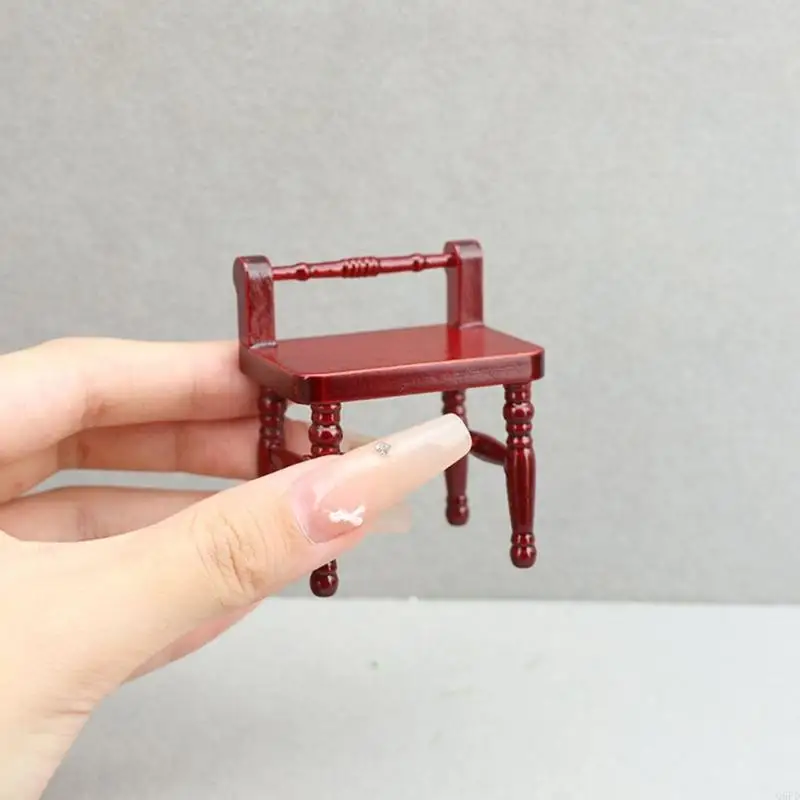 Traditional 1/12 Scale Mini Wooden Room Set Furniture Dresser Stool Realistic Craftsmanship