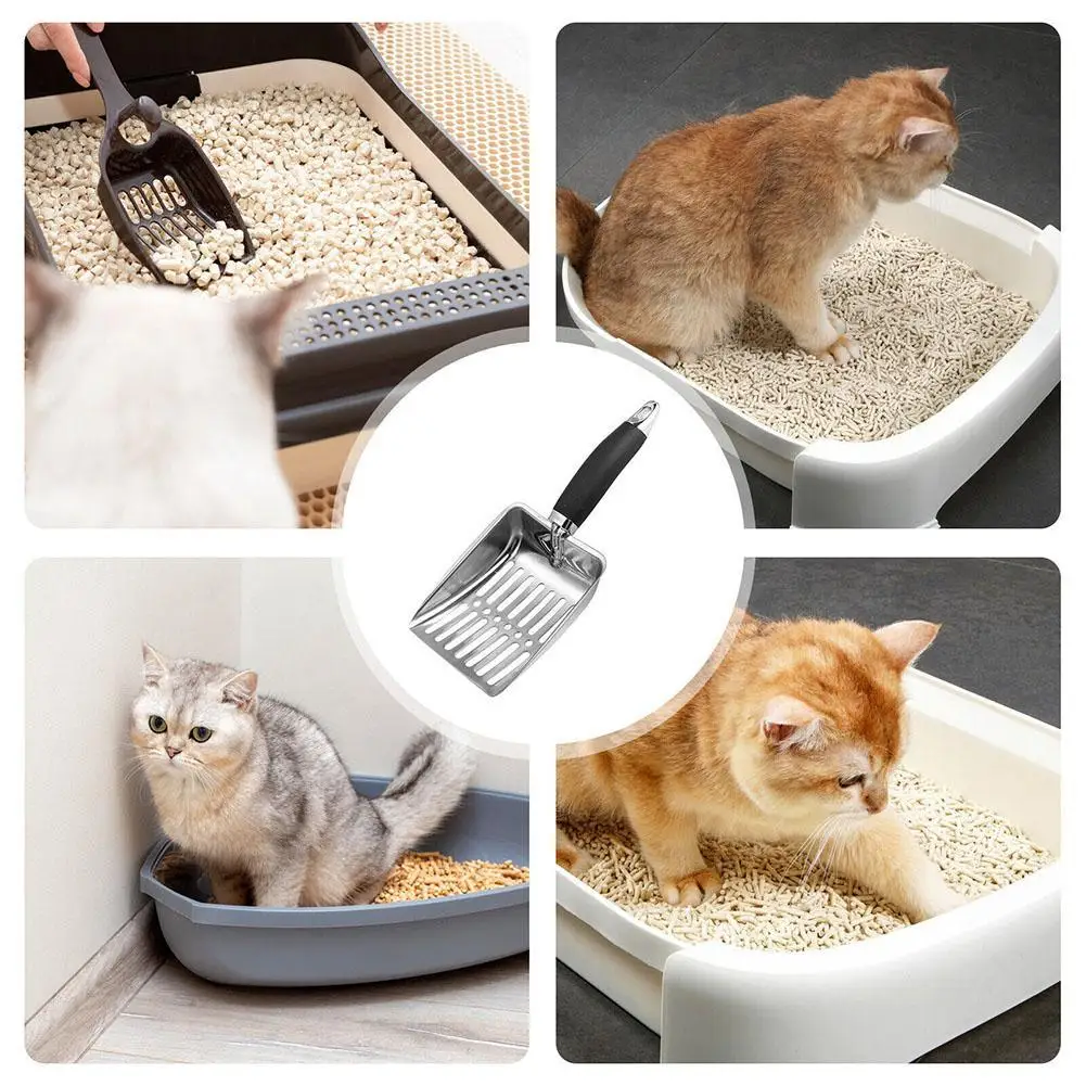 

Stainless Steel Litter Scoop Metal Long Handle Litter Scooper Deep Shovel For Kitten Litter Box Cleaning Tool Pet