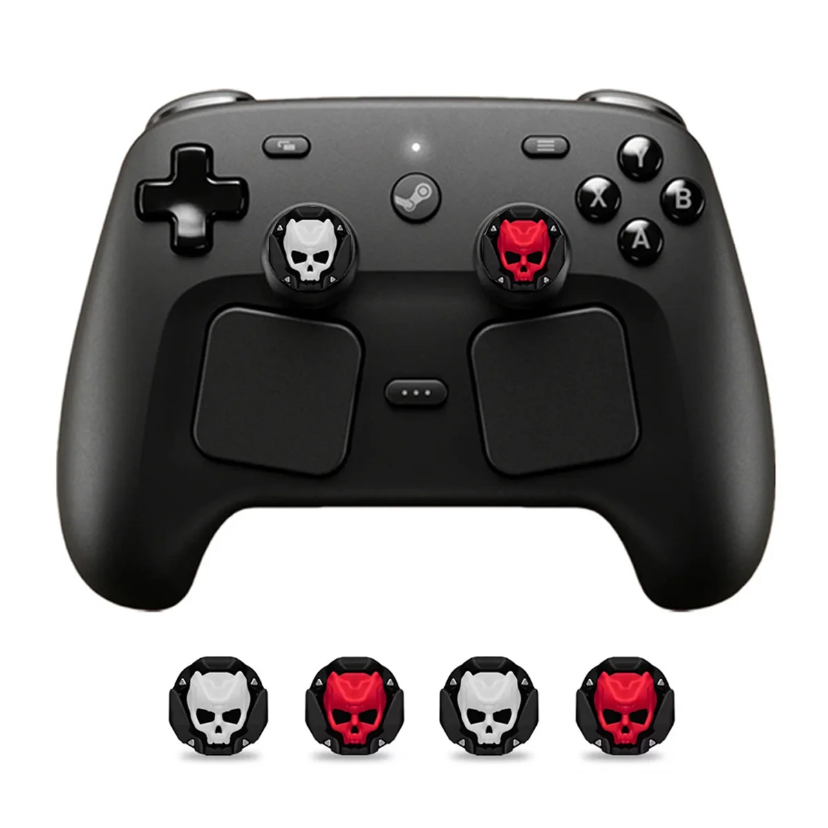 4 Stück Weiche Silikon-Totenkopf-Joystick-Kappen Daumengriffe für Steam Controller2 Schutz Videospiel-Zubehör