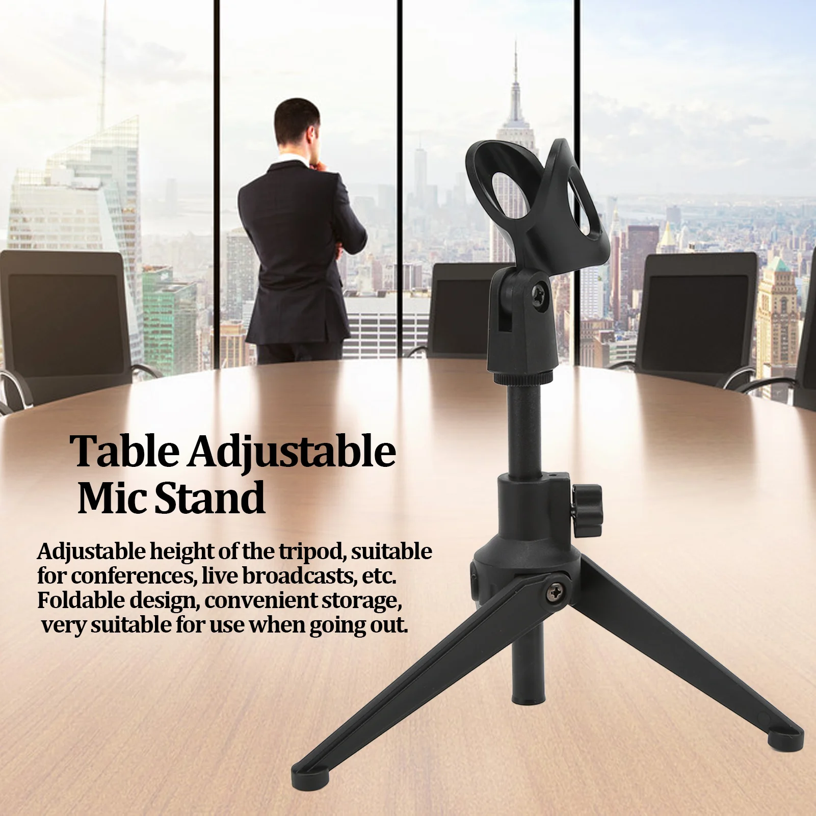 Microphone Stand Desktop Tripod Microphone Stand Desktop Tripod Mini Portable Table Stand Adjustable Mic Stand Mic Clip Holder