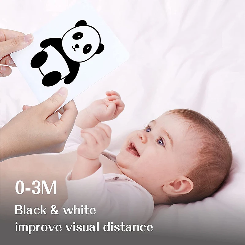 Montessori Baby Visual Stimulation Card Black White High Contrast Flash Cards for Kids Educational Sensory Book Baby Flashcard