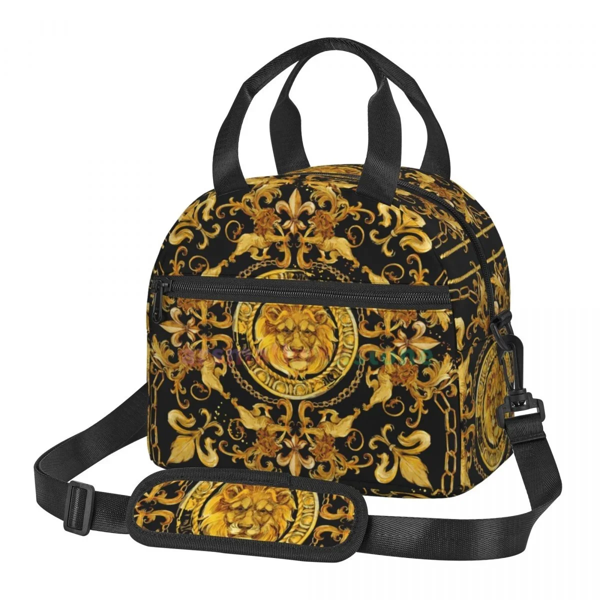 

Gold Lion Lunch Bag for Women Portable Thermal Insulated Lunch Box Picnic Multifunction Food Tote