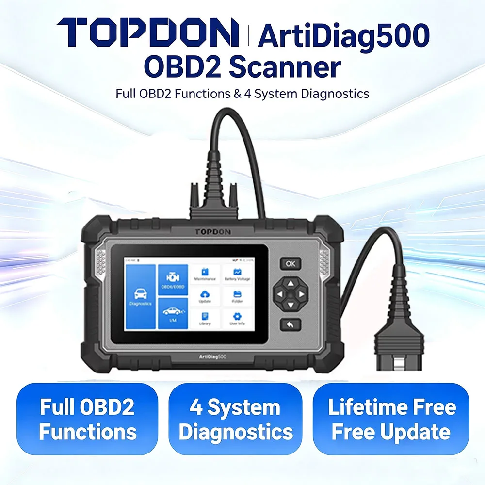 TOPDON ArtiDiag500 OBD2 Car Diagnostic Scanner,Engine ABS SRS Transmission Code Reader 6 Reset Functions Lifetime Free Update