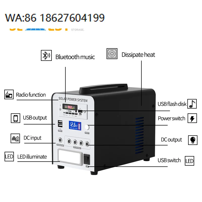 1000W 1200W Mini Solar Power Station, 110V 220V Dual Voltage, Camping Household Emergency Portable Generator