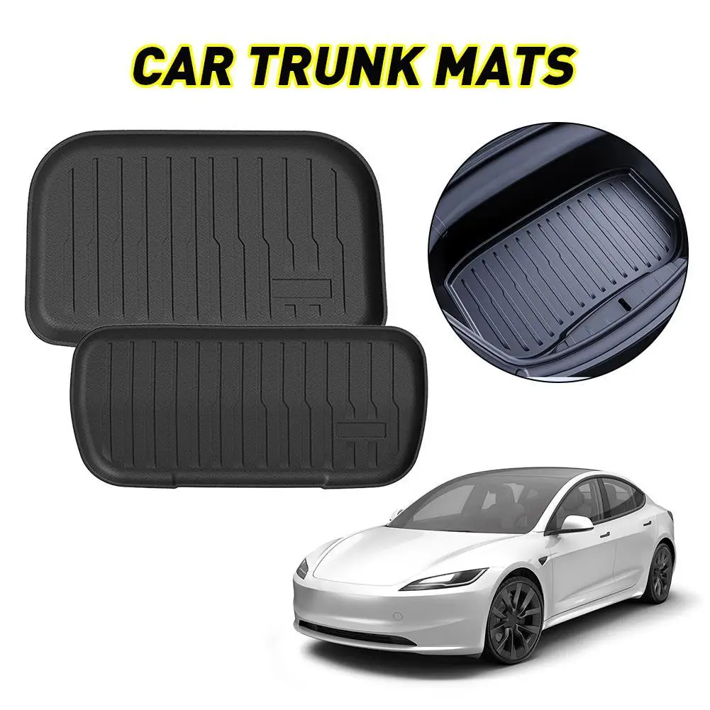 

Для Tesla ModelY 2025 автомобильные передние/задние коврики нижнего слоя багажника TPE, устойчивые к давлению и износу, нескользящие защитные накладки