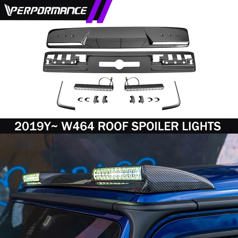 

2019-22y W464 W463A dry carbon fiber car body kit auto parts front roof wing spoiler lights lamps for Mercedes Benz G500 G63