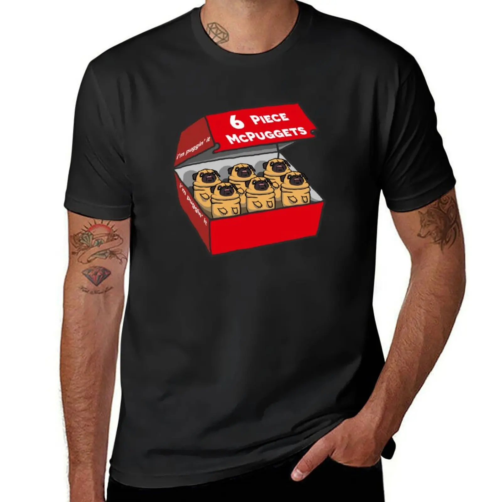 T-shirt da 6 pezzi mcpugggets quotim pugkin itquot t-shirt estiva nera top sublime per uomo pack