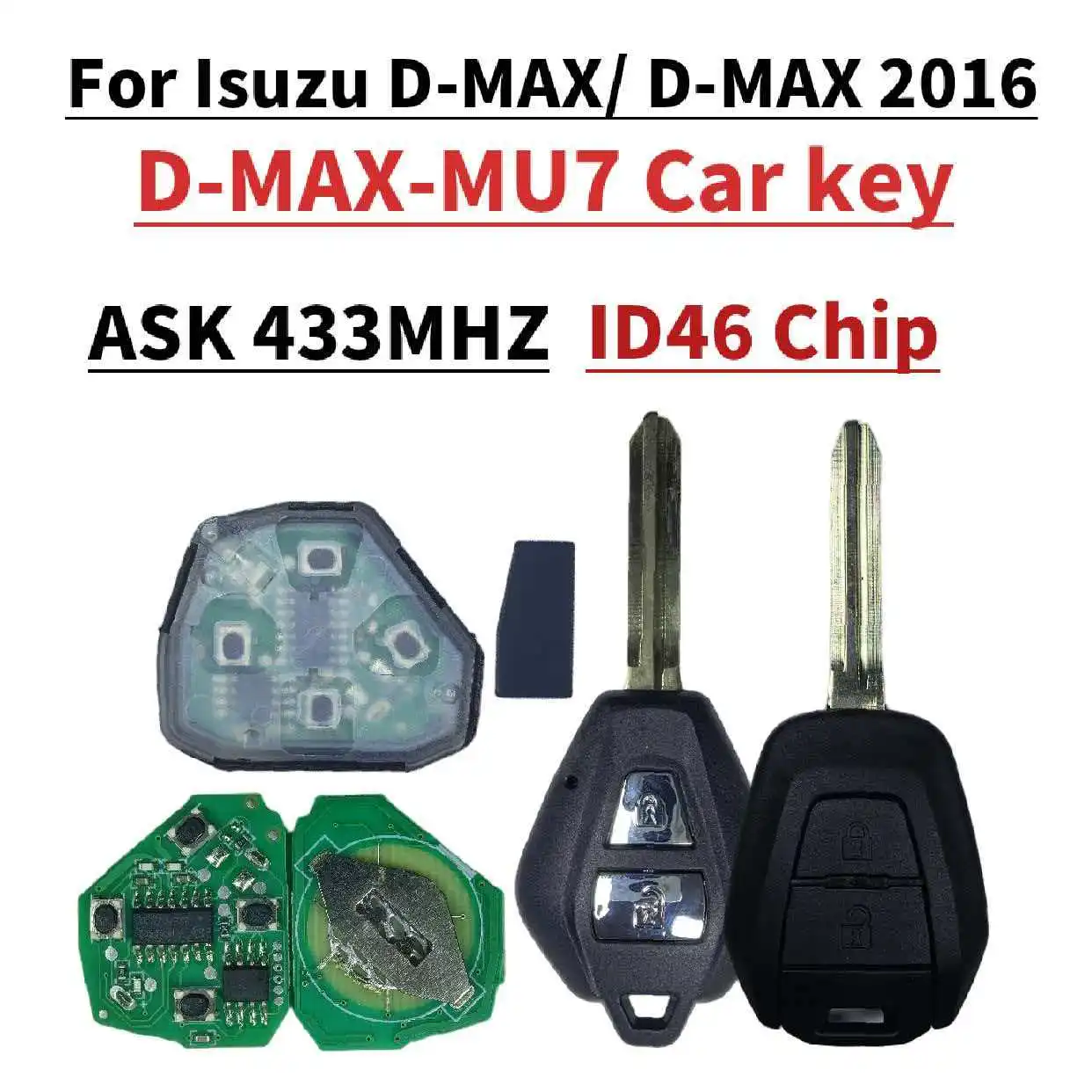 

1/2pieces Jingxin ASK 433Mhz ID46 Chip TOY43 Blade 2 Buttons Car Key Remote Car Key for ISUZU D-Max/D-MAX 2016/D-MAX-MU7 car key