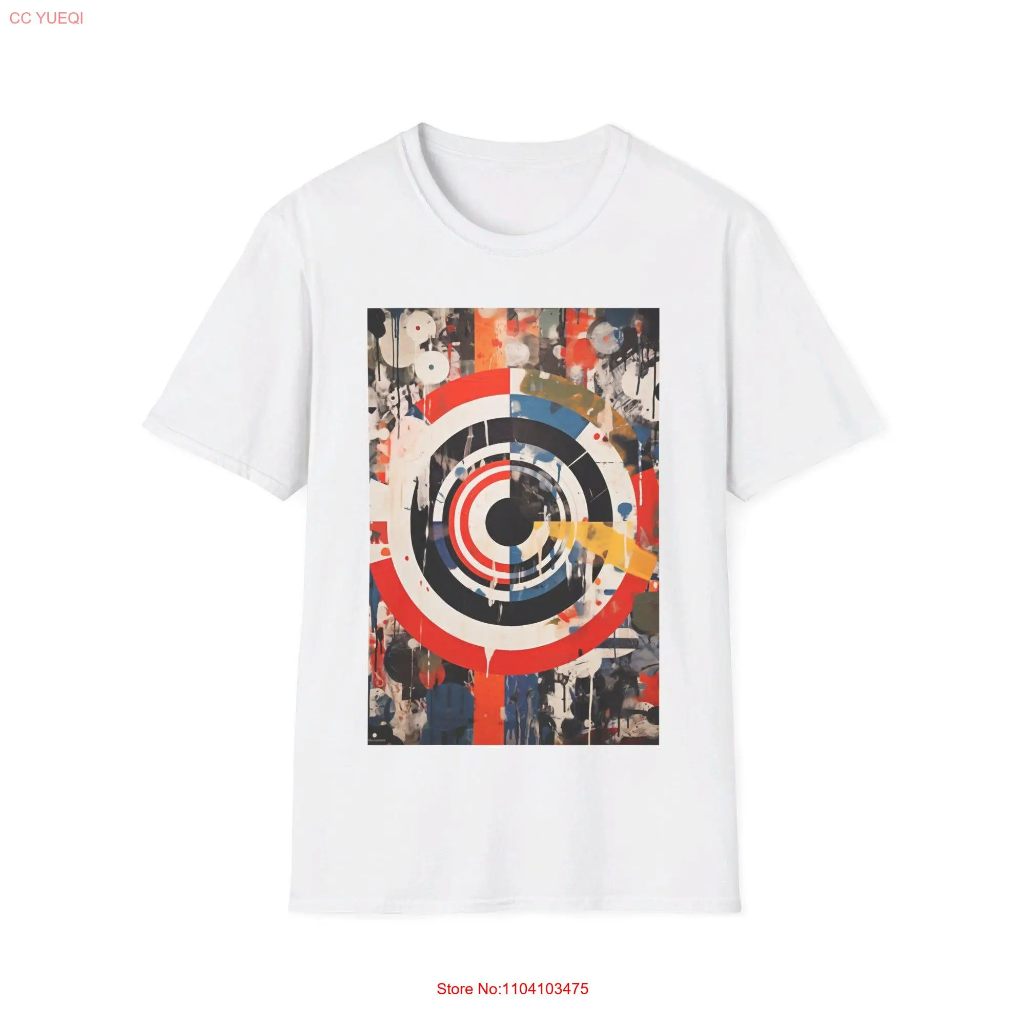 60s Mod inspired T shirt design Jackson Pollock Stone Roses mix British Culture Celebratio long or short sleeves