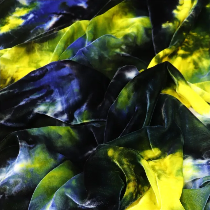 여성용 이브닝 가운 및 치파오를 위한 실크와 벨벳으로 짜여진 타이다이 프린트 원단