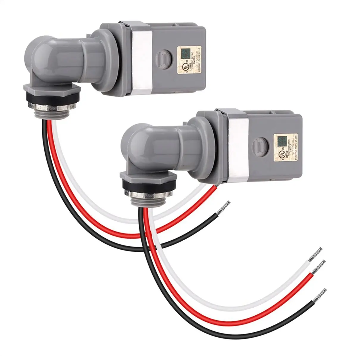 A89X 2 Packs Swivel Mount Photocontrol Outdoor Photocell Sensor with Stem, Photo Cell Sensor for Outdoor Lights
