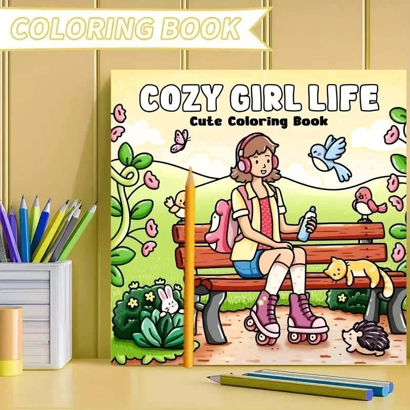 

Girl Moments Coloring Book - Cute & Cozy Art for Relaxation, Stress Relief, and Creative Fun - Perfect Gift for Mother