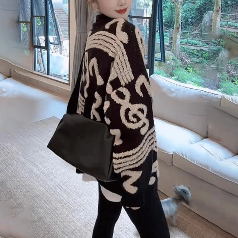 Guangzhou Tredicesimo volto Maglione lavorato a maglia da donna ular di quest'anno Grande Lang No Pilling Maglione cardigan aperto Olio sud