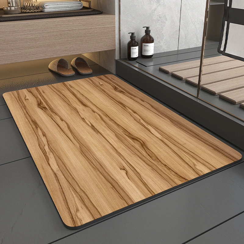 Wood Grains Printed Bathroom Mat, Absorbent Bath Carpets, Toilet Doormat, Floor Rugs, Beside Bathtub, Anti-Slip Pad 40x60 50x80