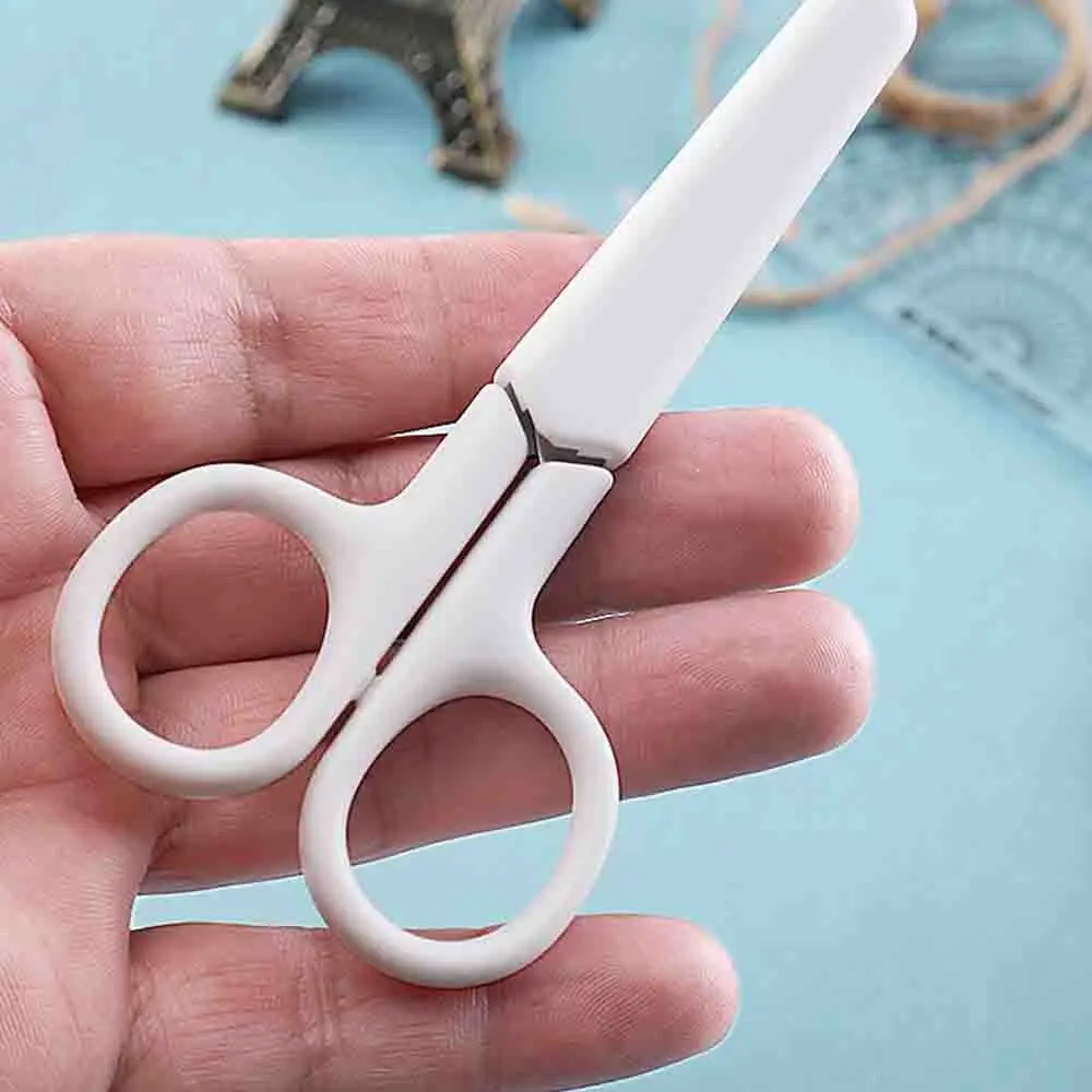 1 قطعة مقص القرطاسية طالب بسيط مع غطاء واقي آمنة طفل اليدوية الفن الفولاذ المقاوم للصدأ مقص مكتب اللوازم المدرسية #6