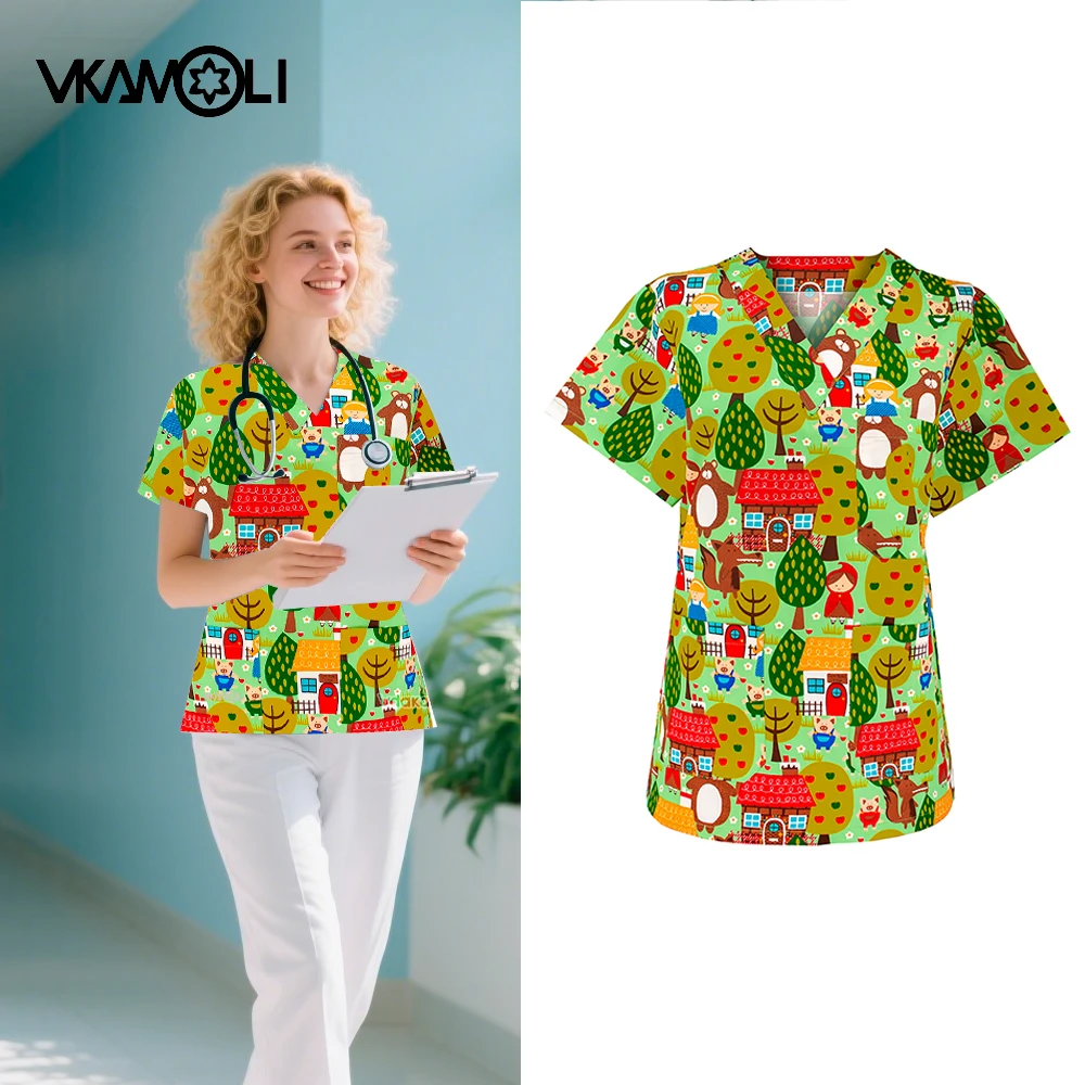 Uitverkoop scrubshirt Verpleegster Medisch Uniform Operatiekamer Werk scrubtops