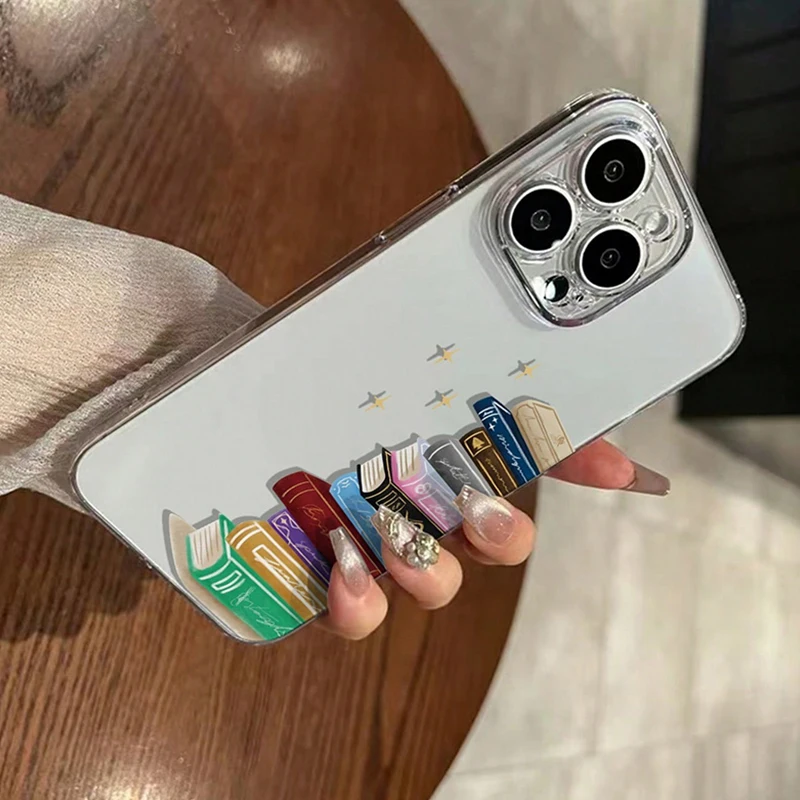 Livros impressão caso de telefone para iphone 16 15 14 13 12 11 pro max mini x xs se 7 8 plus 16e silicone à prova de choque macio transparente capa