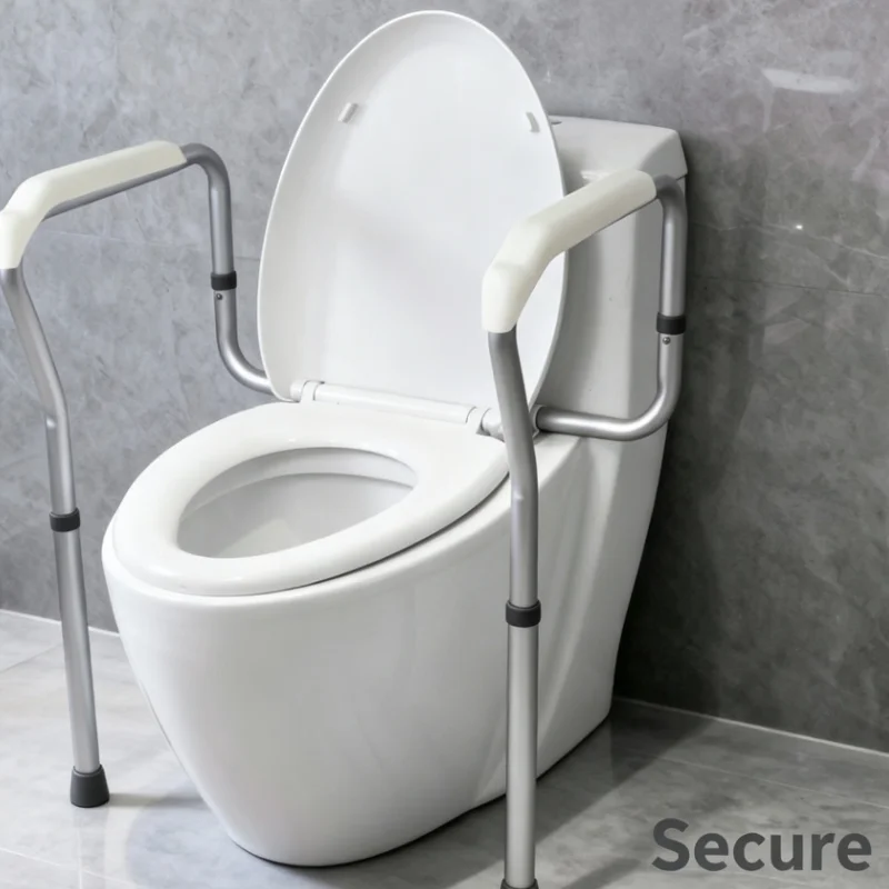 Adjustable Toilet Safety Rails Bathroom Grab Bar Support Frame Non Slip Assist Handle for Standing Up Stability
