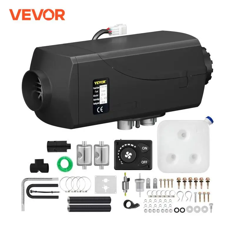 VEVOR 5KW Diesel Air Heater 12V Diesel Parking Heater Double Mufflers Diesel Heater with Knob Switch for RV Bus Car Motorhome 