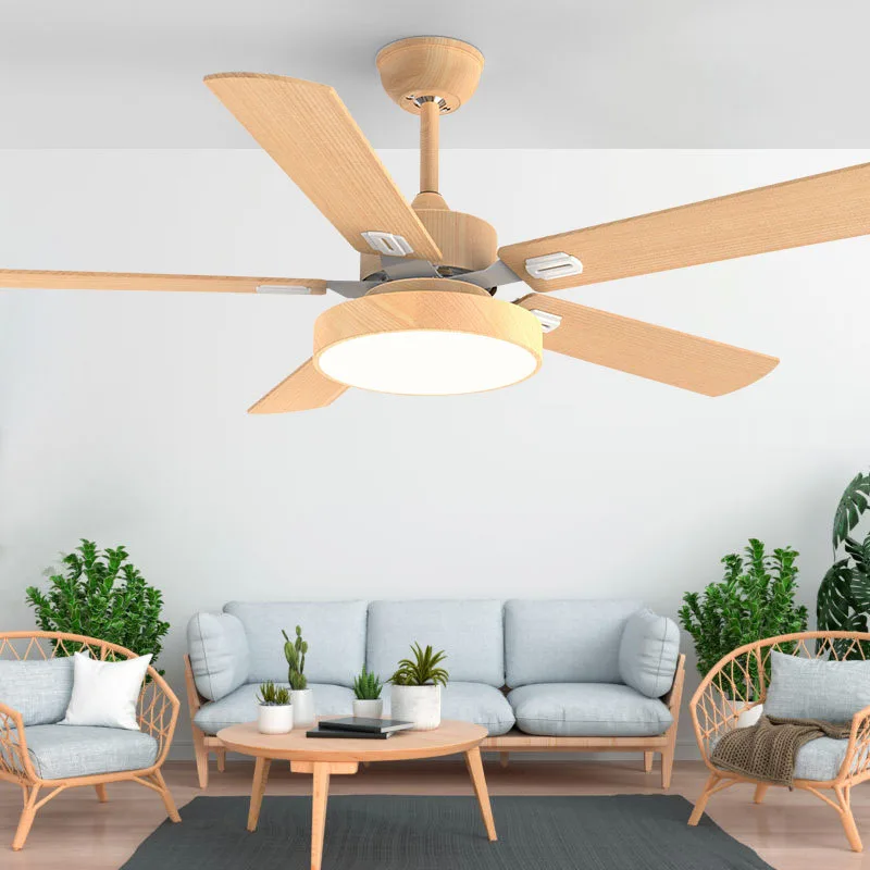 Luxury minimalist version 50 inch 54 inch solid wood fan LED light with strong wind power hotel bedroom hall kitchen study