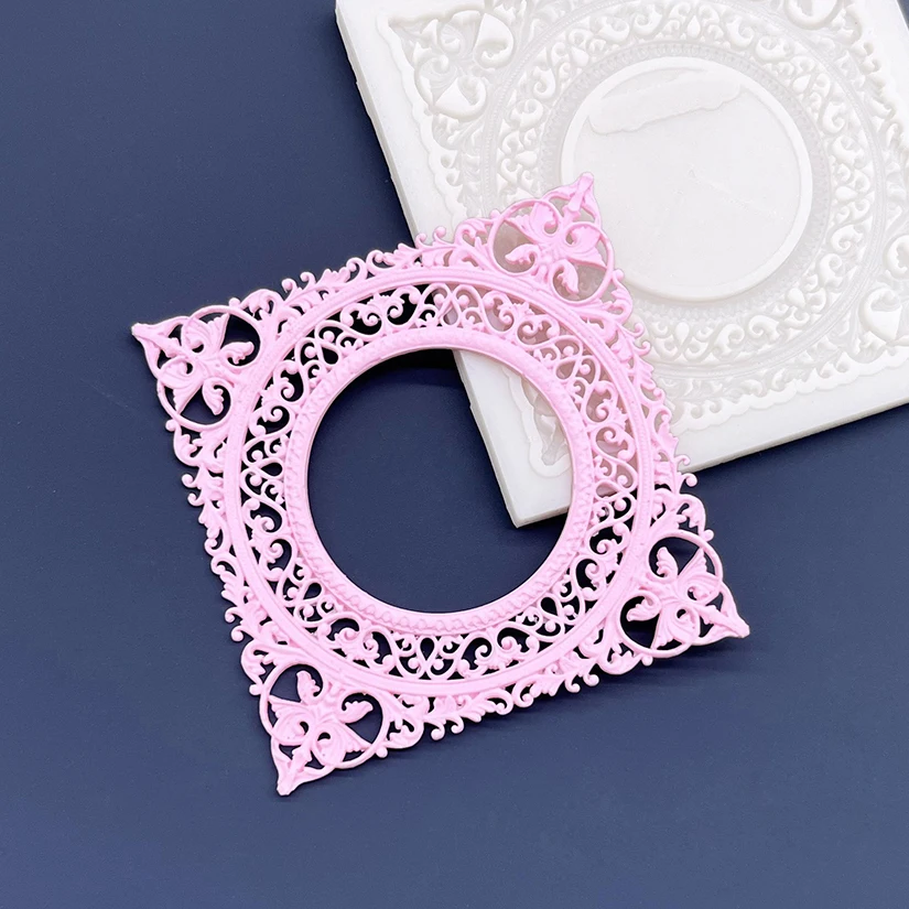 Photo Frame Lace Silicone Cake Baking Mold Sugarcraft Chocolate Cupcake Resin Tools Fondant Cake Decorating Tools