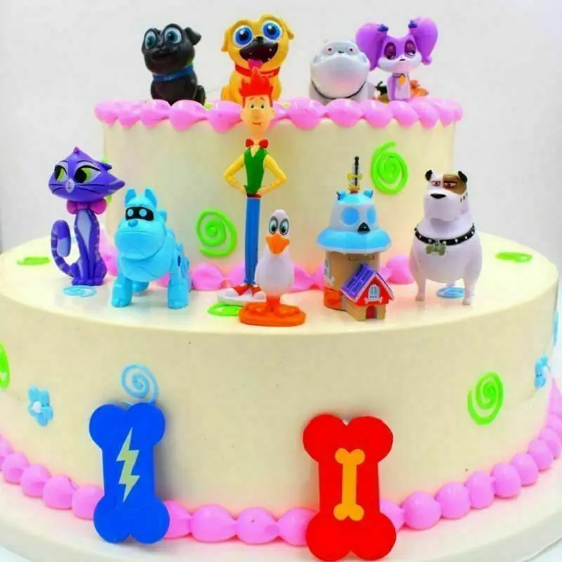 12pcs/set 4-8cm Cute Puppy Friends Model for Puppet Dog Pals Cake Decorations Kids Toys PVC Action Figures Model Christmas Toys