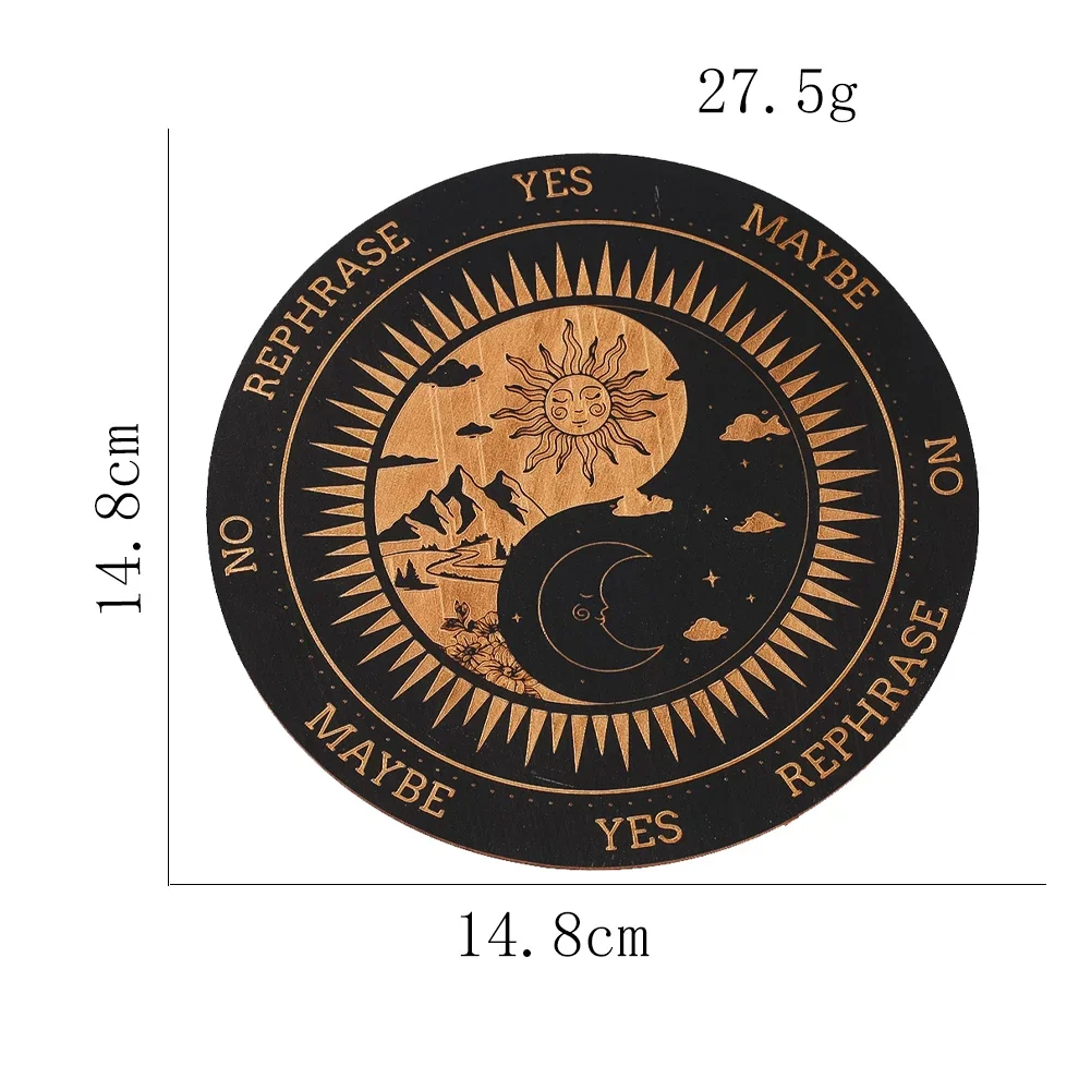 Sun and Moon Pendulum Board Wooden Yin Yang Witchcraft Divination Dowsing Metaphysical Message Board Beginner Altar Supplies