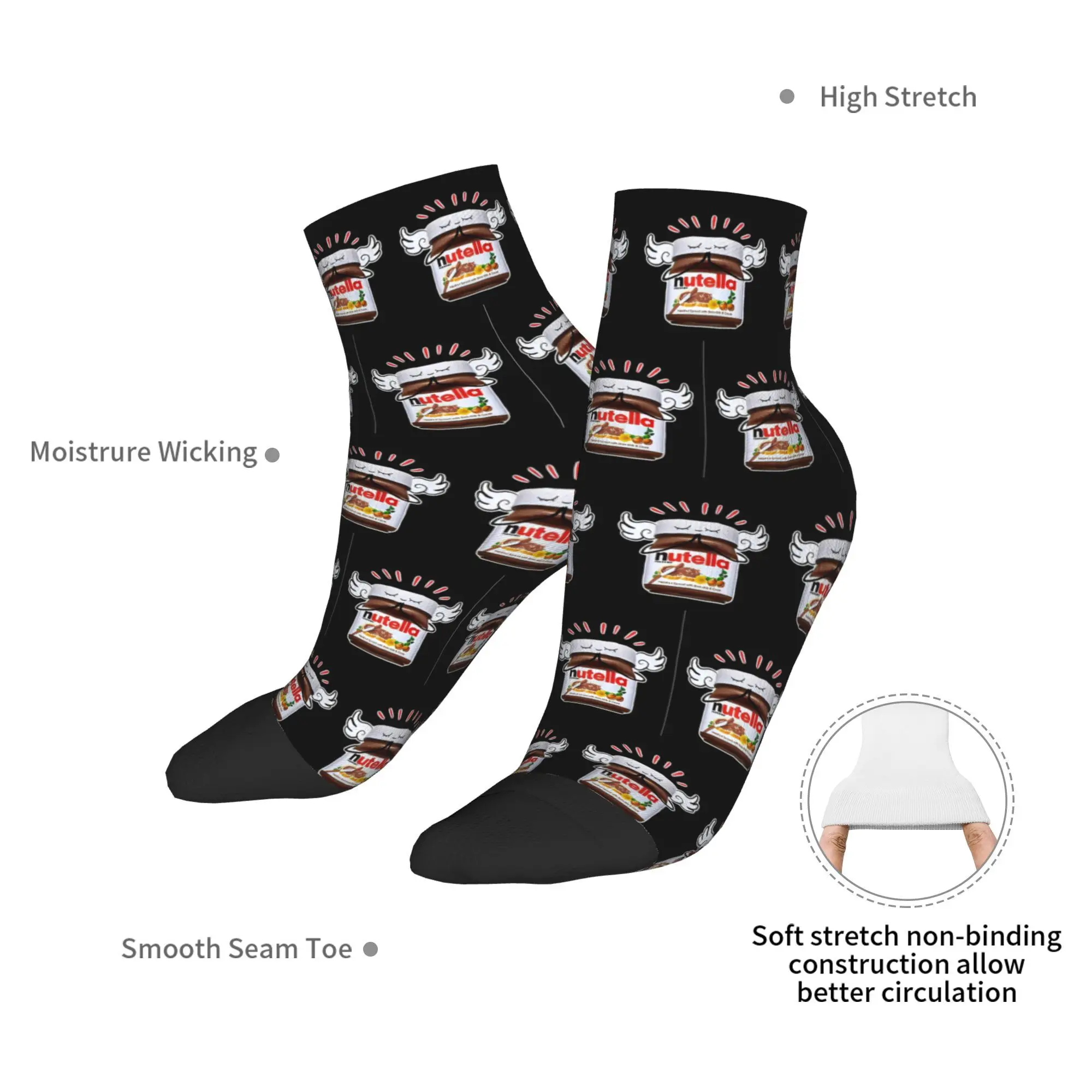 All Seasons Funny Nutella Socks Harajuku Super Soft Sport Middle Tube Socks Soft Casual Stockings for Men Women Christmas Gifts