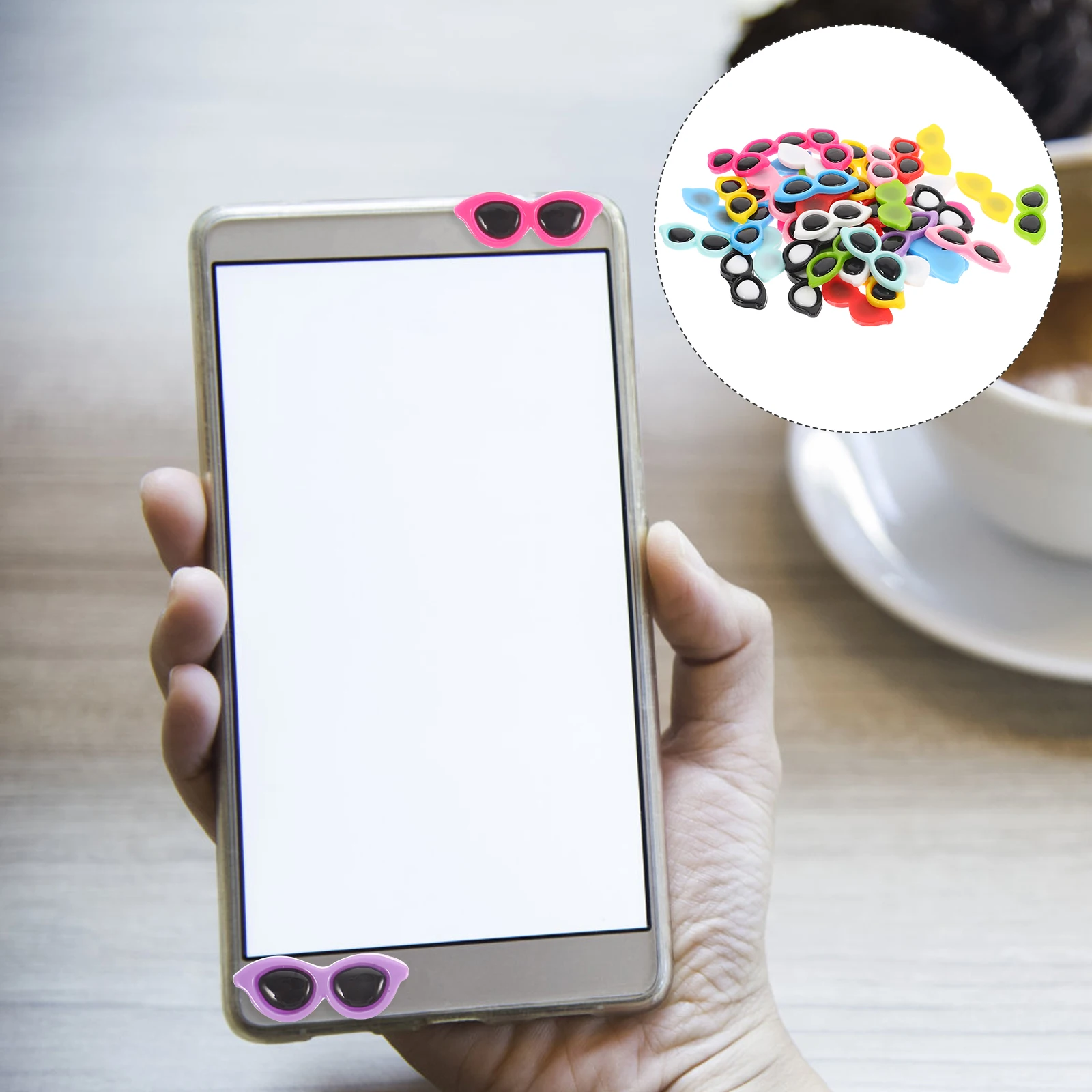 

50pcs Eyeglasses Shaped Charms for Phone Case DIY Craft Material Hair Accessories Jewelry Making Mixed Color Resin Decorations